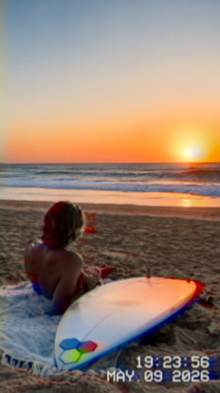 A beach sunset video imported into E240 and converted to VHS, with a custom burned-in timestamp