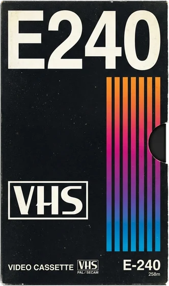 E240 tape cover — the classic VHS look